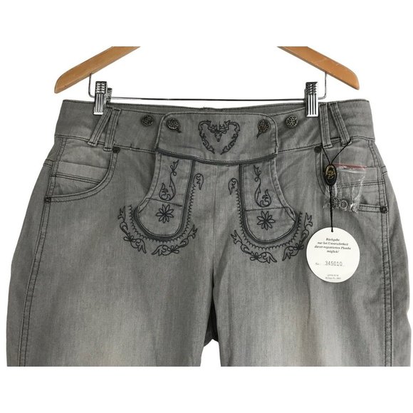 Country Line Trachenmode Pants Womens Size XL Gray Embroidered Austrian German - Picture 4 of 16